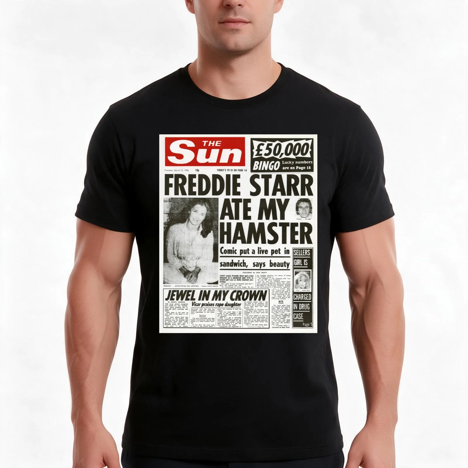 Freddie Starr Ate My Hamster T-Shirt, Summer Casual Cotton Tee, Oversized Streetwear Tops, Vintage Graphic Print, 100% Cotton