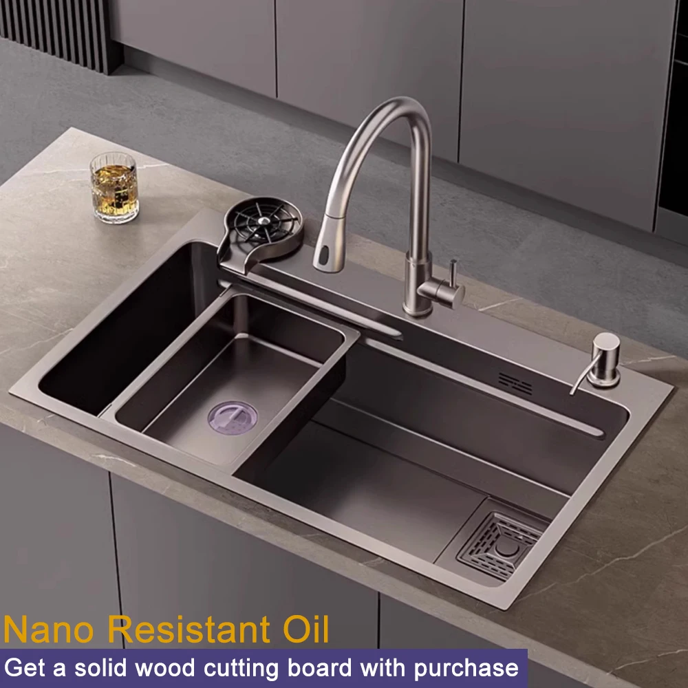 

Nano Kitchen Sink Large Single Slot Stainless Steel Thickened Undercounter Wash Basin