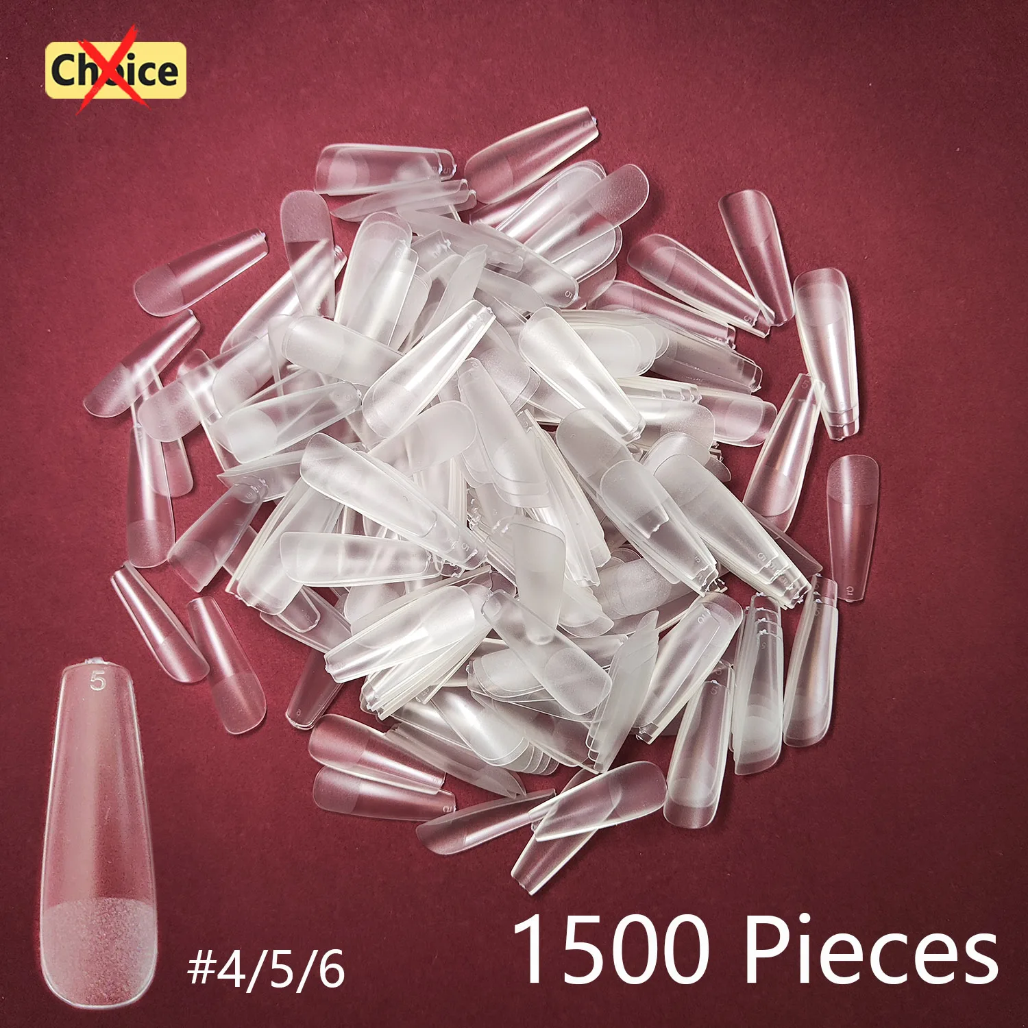 Wholesale 1500 Pieces Acrylic Nails Single Size False Nail Refill Pack Size 4 5 6 Matte Fake Nail Tip No Trace Traceless Nails