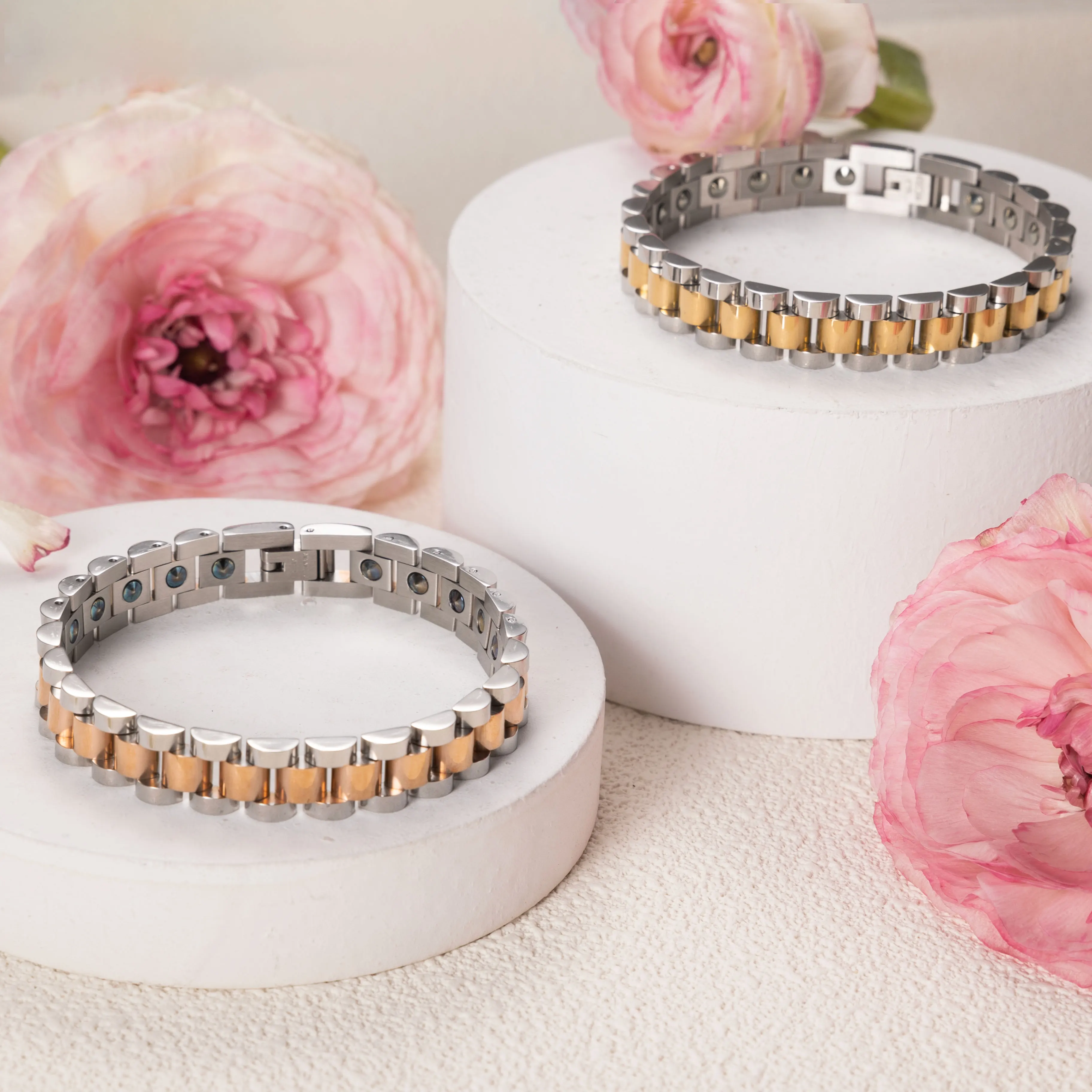 

RainSo 99.99% Pure Germanium Bracelet For Women&Men Korea Popular Stainless Steel Healing Magnetic Couple Bracelet Gifts