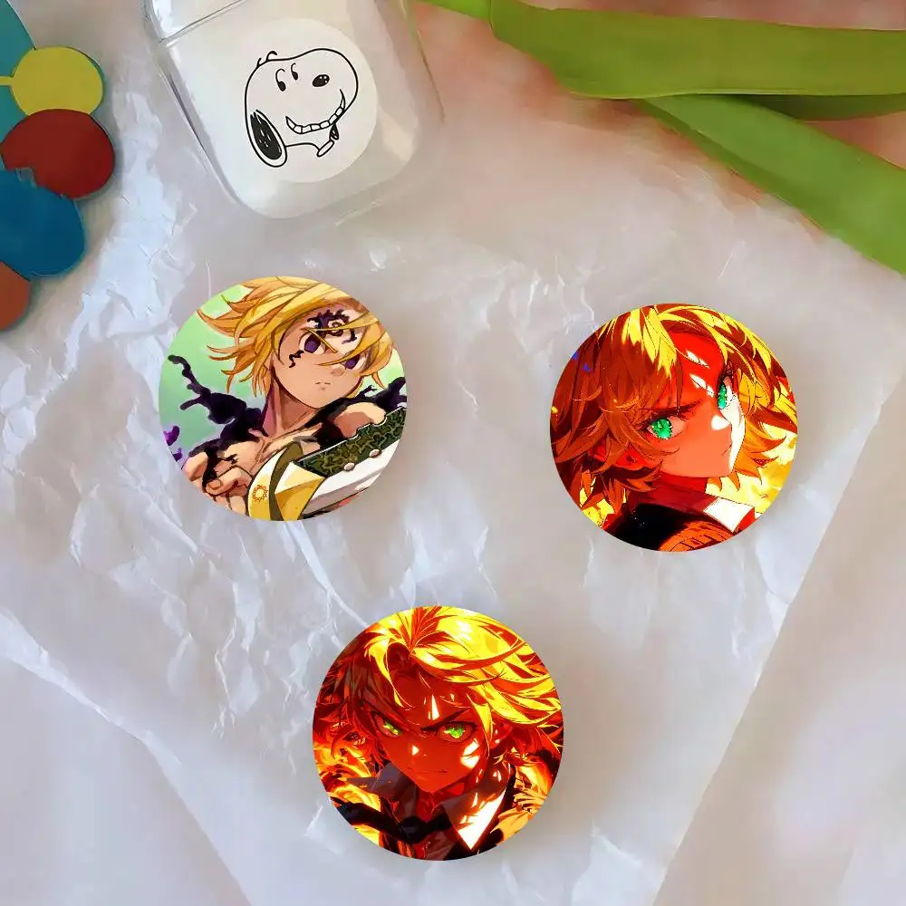The Seven Deadly Sins Anime Round Badge Lapel Pins For Backpacks Briefcase Laser Brooch Clothes Gifts
