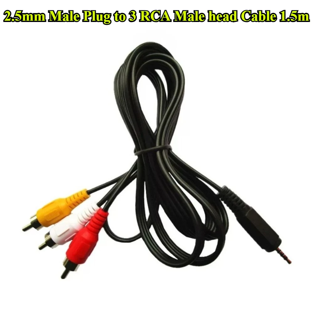 1/3/5Pcs/lot 2.5mm Male Plug to 3 RCA Male head Audio Video AV Cable Wire Cord 1.5m Adapter For Speaker Laptop DVD TV