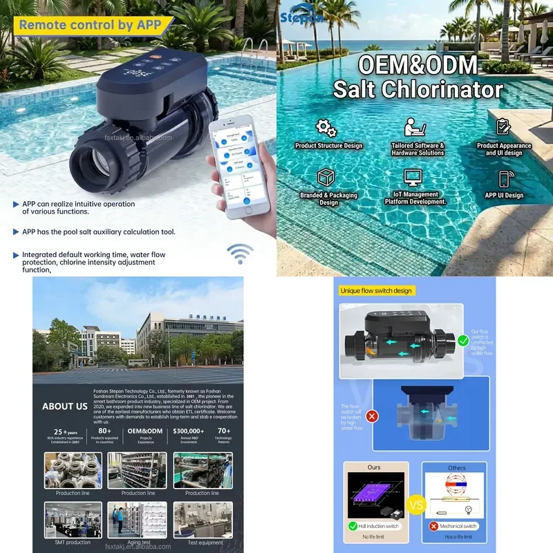 OEM ODM Service,High Quality Titanium Plate Self-Cleaning Wifi APP Remote Control Salt Chlorinator for Pools up to 60000