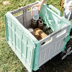 Carrello multiuso pieghevole con ruote Carrello a mano pieghevole Carrello portaoggetti per carichi pesanti con manico telescopico e coperchio