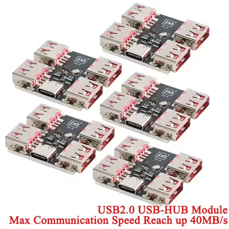 1-5Pcs 4 Ports USB HUB HAT USB 2.0 to 4 Channels Ways Hub Module USB2.0 Splitter USB-HUB Type-C Extender Expansion Board 40MB/S