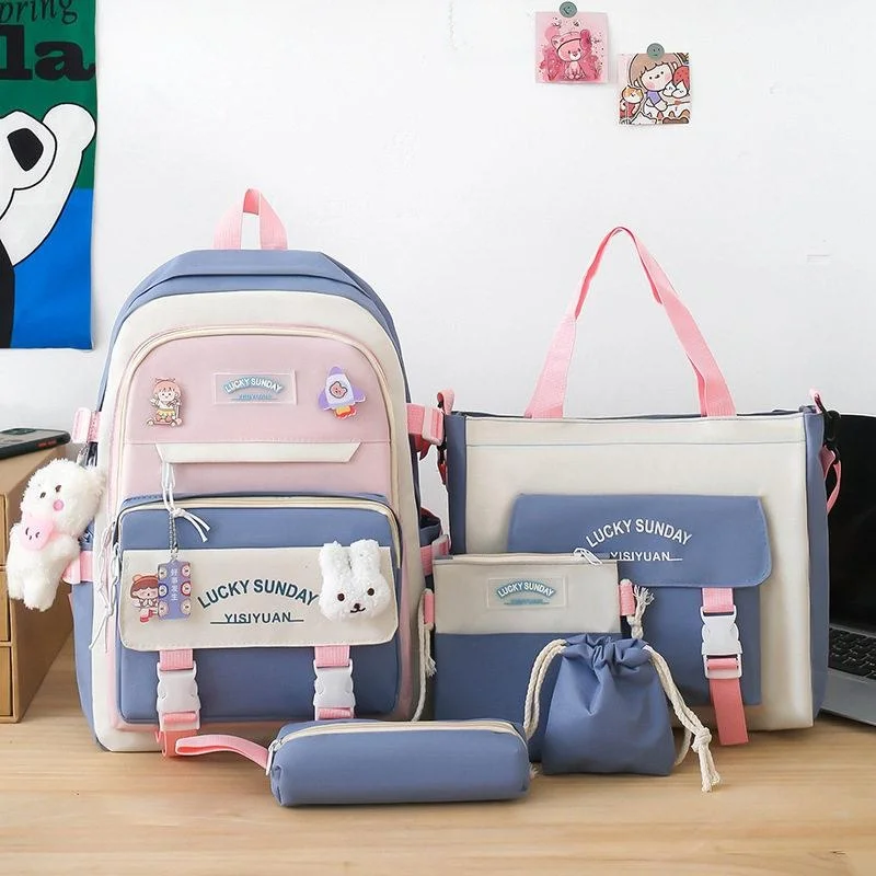 Cute Korean Style Elementary School Student Backpack Girls Double Shoulder Bag Waterproof Back Cushioning Light Weight