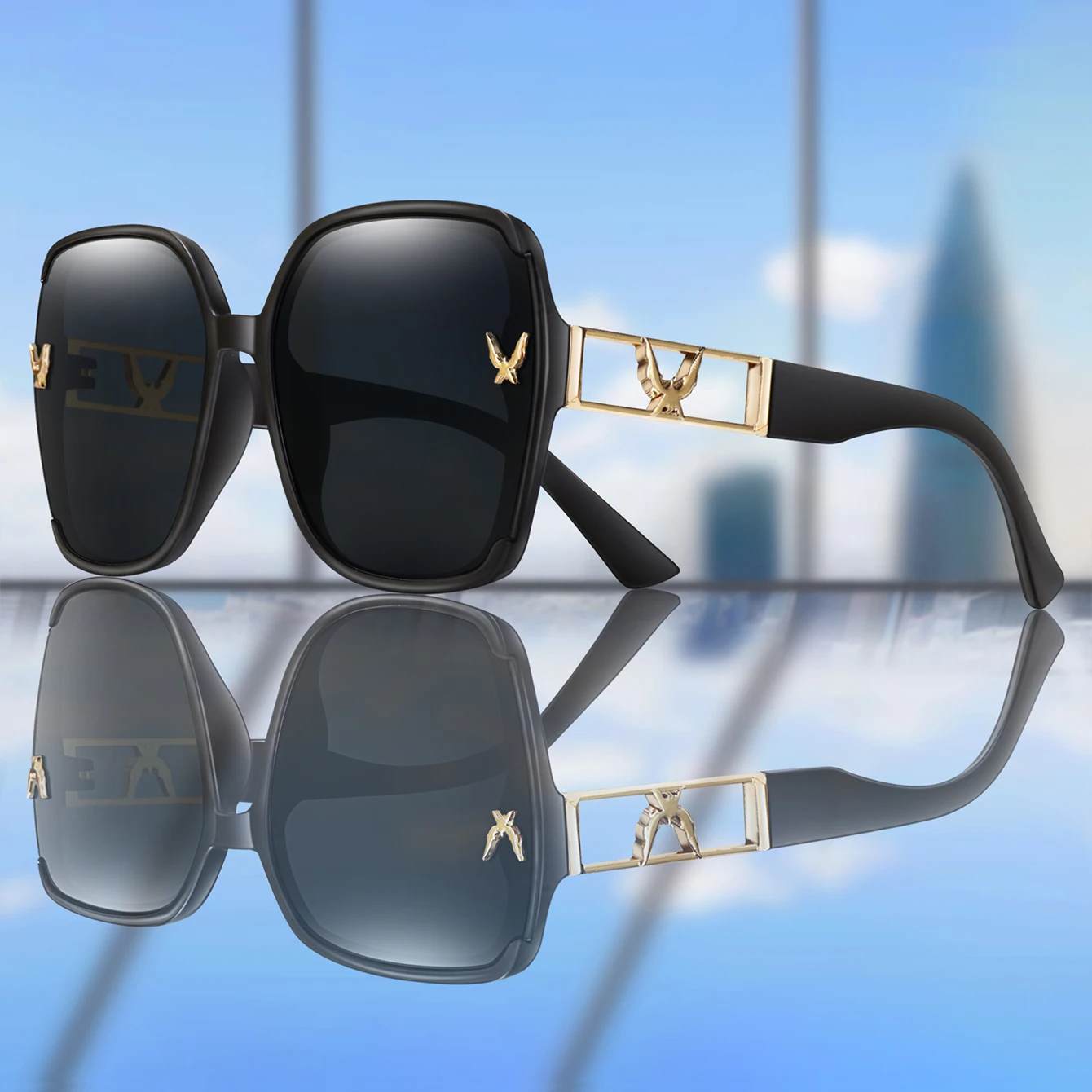 Klassische quadratische Sonnenbrille für Damen und Herren, übergroße, ausgehöhlte Brillen mit ausgehöhlten Bügeln, für den Alltag, Party, Reisen, Strand, UV400-Schutz.