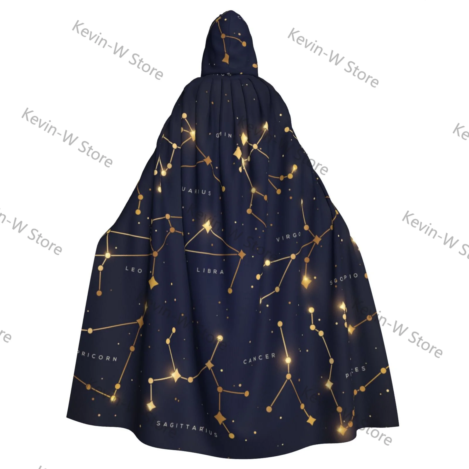 Long Cape Cloak Zodiac Constellations Space With Shiny Sparkling Stars Hooded Cloak Coat Autumn Hoodies