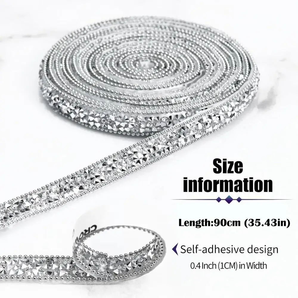 New Self Adhesive Crystal Rhinestone Sticker DIY Sticker Bling Crystal Rhinestone Ribbon 1cm Width Diamond Ribbon