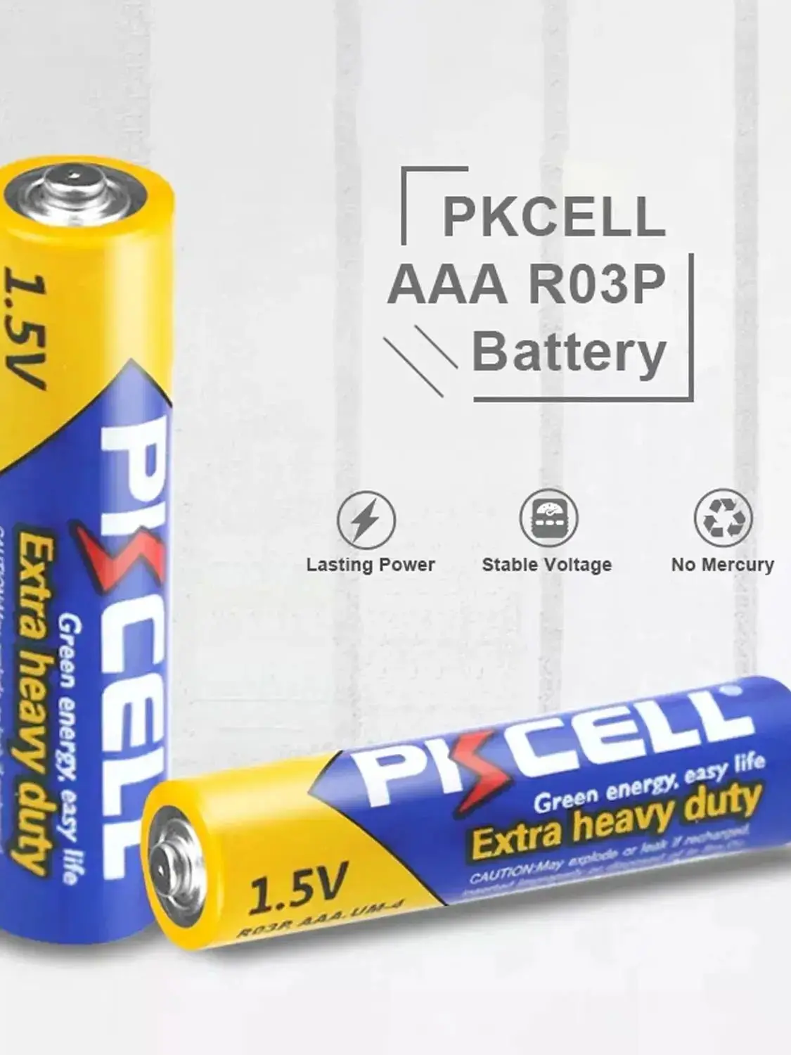 PKCELL 40PCS 1.5V R03P AM4 Carbon Zinc Single Use AAA Batteries 3A R03P UM4 Triple A Battery for LED Candles