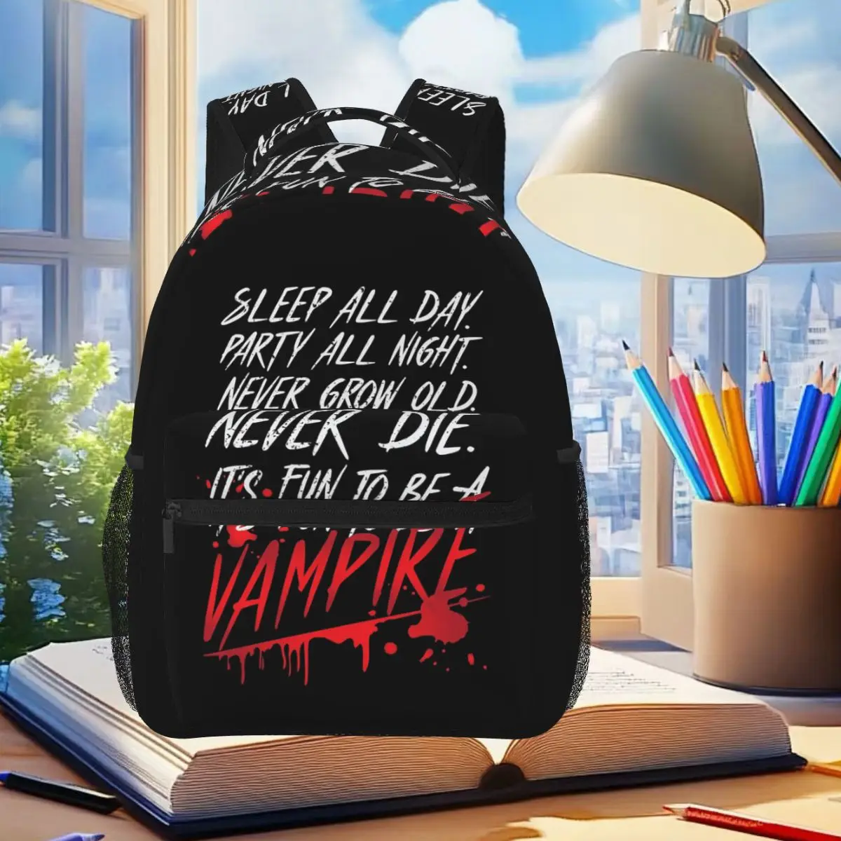 It's Fun To Be A Vampire The Lost Boys Backpack Student Boys Girls BookBag Kids School Bag Laptop Shoulder Bags for Men Women