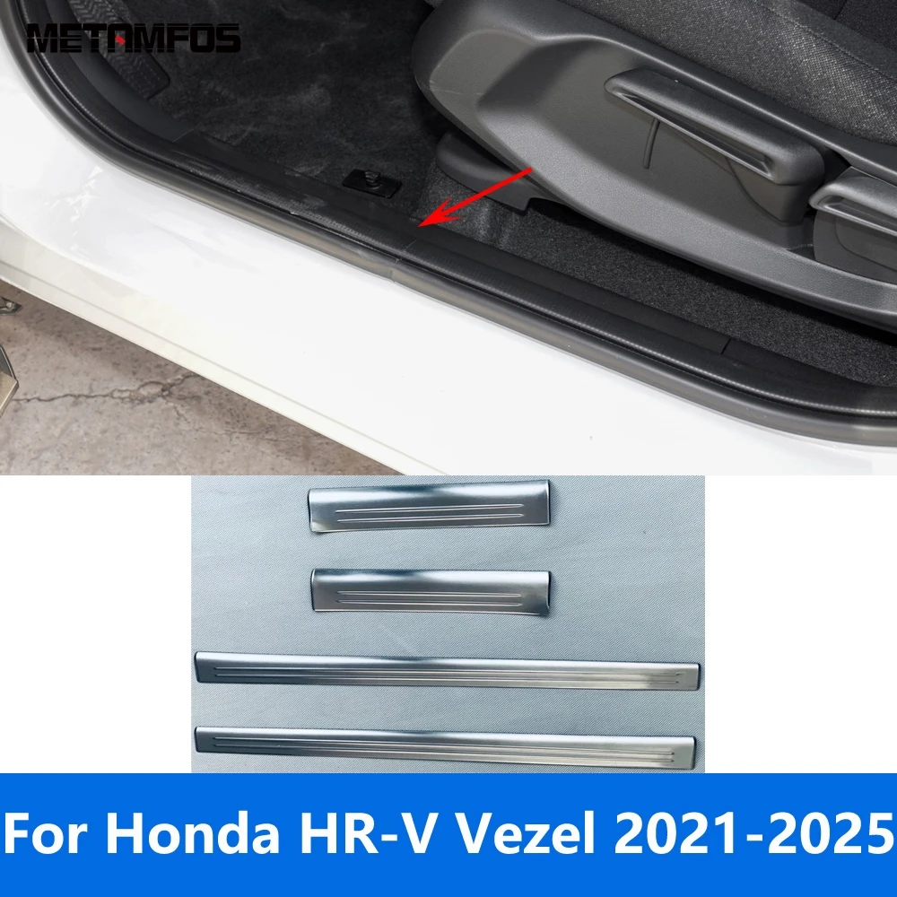 

For Honda HR-V Vezel 2021-2023 2024 2025 Steel Interior Door Sill Scuff Plate Welcome Pedal Entry Guard Accessories Car Styling