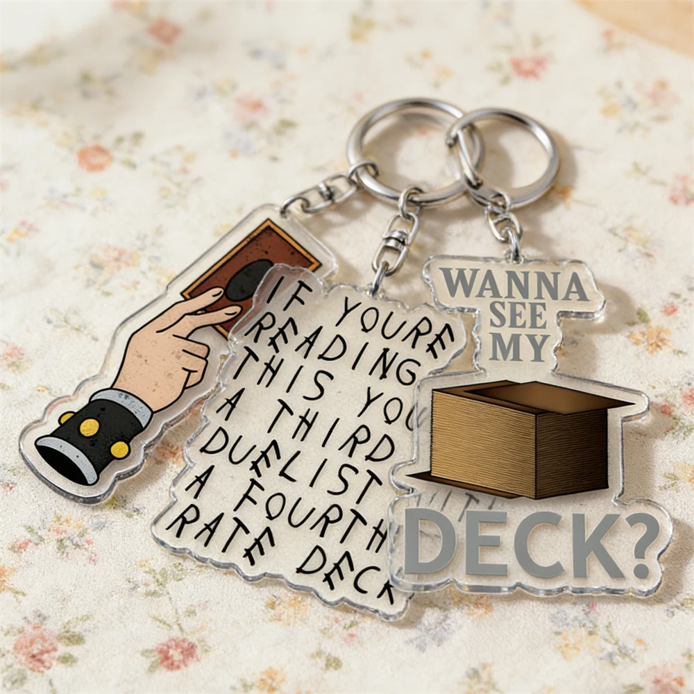 Classic Anime Keychains for Accessories Bag Dragon Wanna See My Deck Keyrings Jewelry Friends Fans Gifts