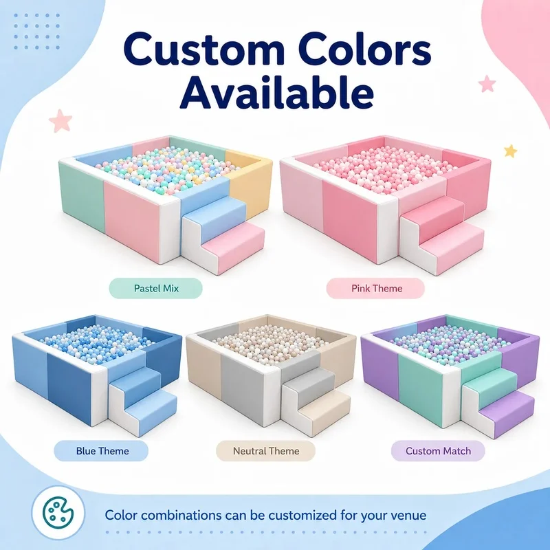Custom Commercial Soft Play Equipment Ball Pit with Pool Balls and Foam Steps for Play Cafe Children Indoor Playground Daycare