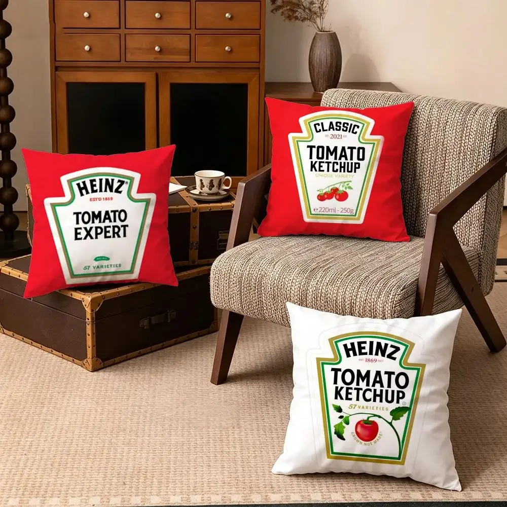 Funny Tomato Ketchup Seasoning Food Lover Throw Pillow Cushion Decorative Home Accent for Kitchen Decor