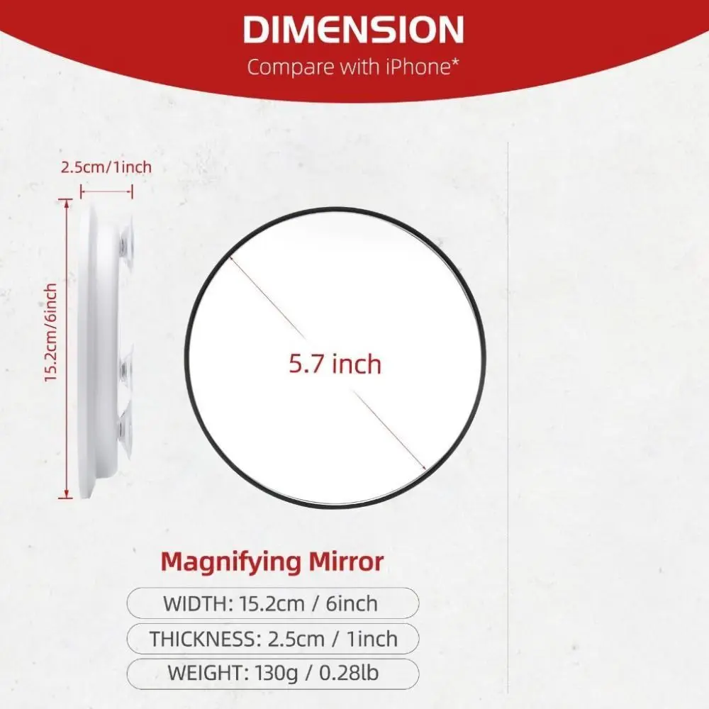 30X Makeup Magnifying Mirror Round with 3 Suction Cups Travel Magnified Mirror Mounting 6inch Vanity Mirror Makeup Application
