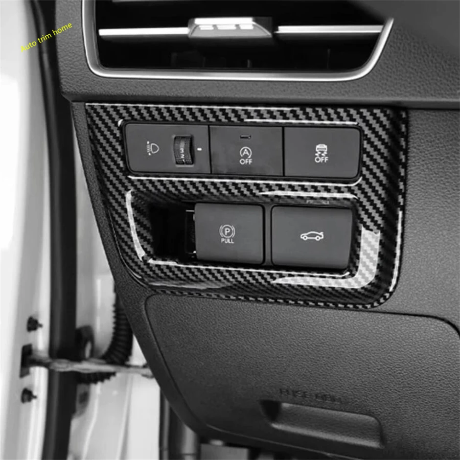 

Carbon Fiber Look Front Head Lights Headlight Headlamp Switches Button Decor Panel Cover Trim For Hyundai Sonata 11th 2024 2025