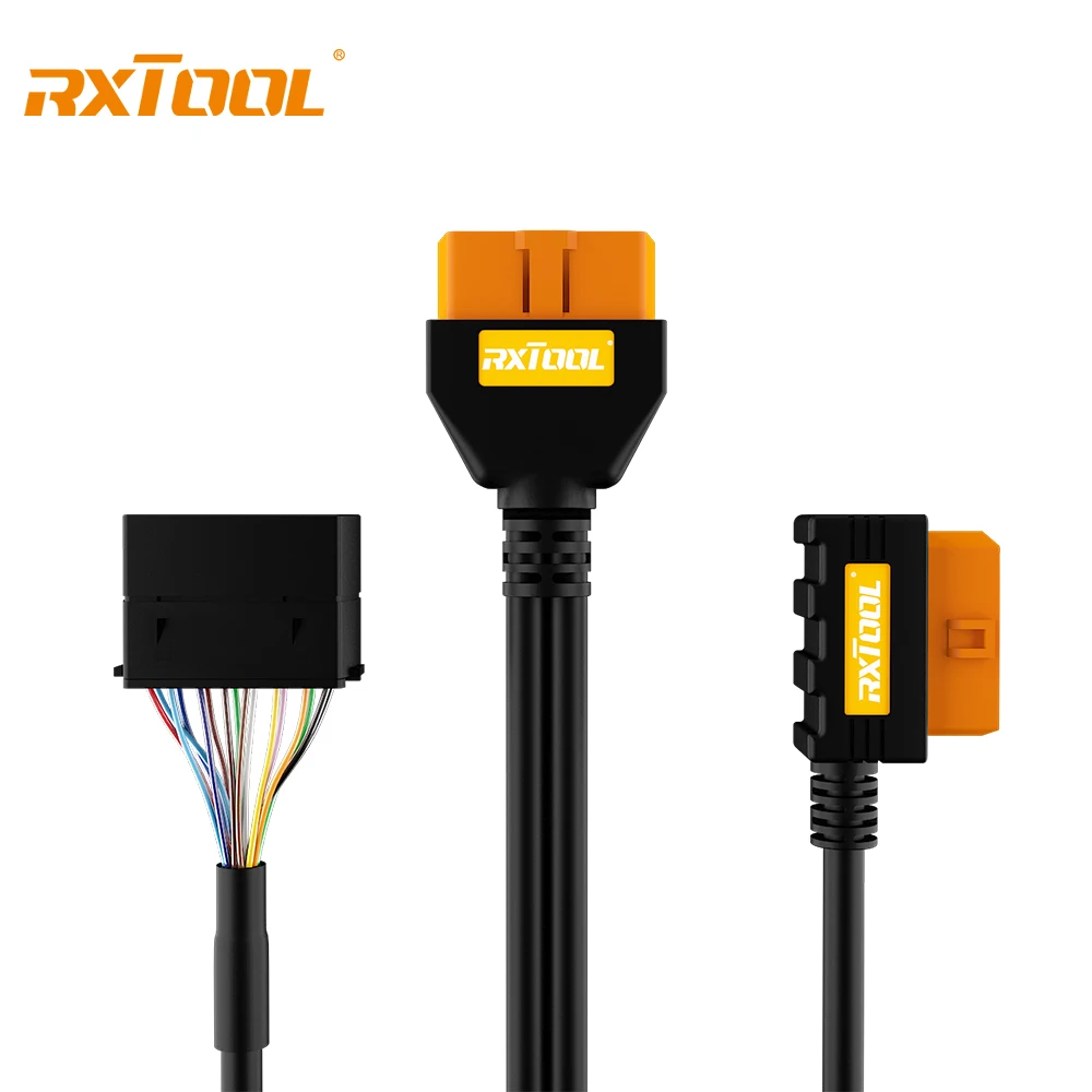 OBD2 16-pin 1-foot 24AWG splitter extension cable adapter with 1 male to 2 female connectors for multiple module interfaces