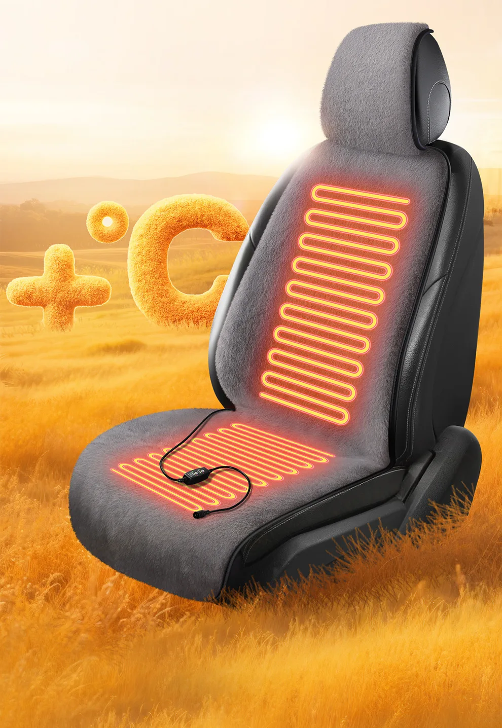 

Universal Car Heated Seat Cushion Winter Comfortable Car Electric Heating Plush Warm Car Cigarette Lighter 12V24V Seat Cover