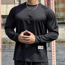 High quality Autumn men long sleeved T-shirt Fashion sport Round Collar  fitness running mesh Breathability Training T-shirt men