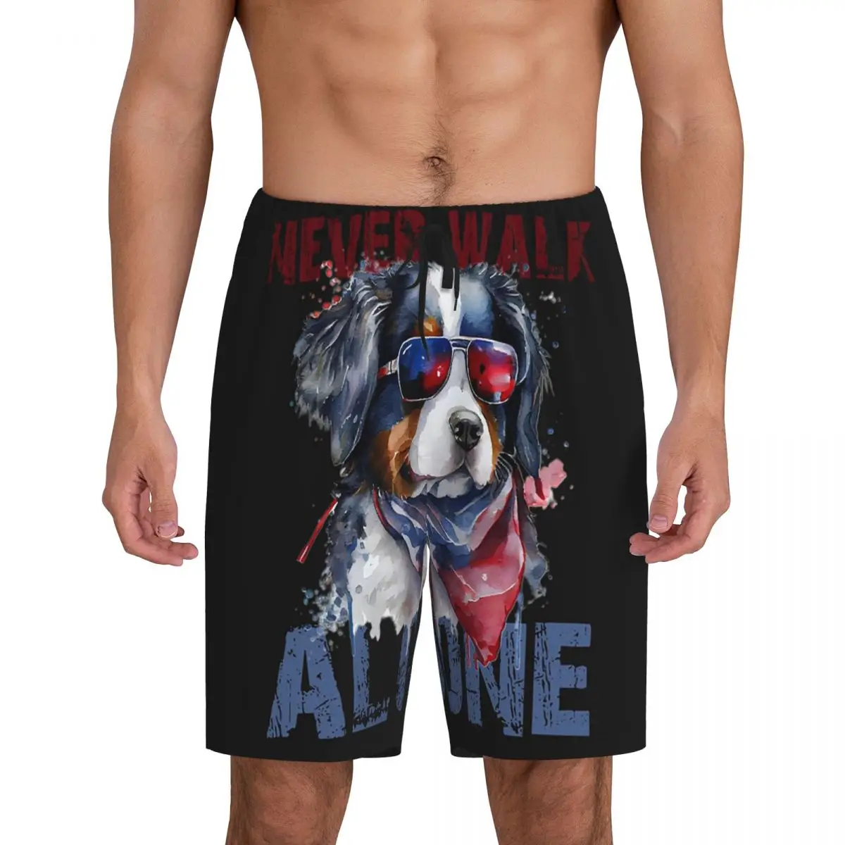 

Custom Bernese Mountain Dog Short Pajama Pants Men Sleepwear Sleep Lounge Bottom Shorts Sleeping Pants