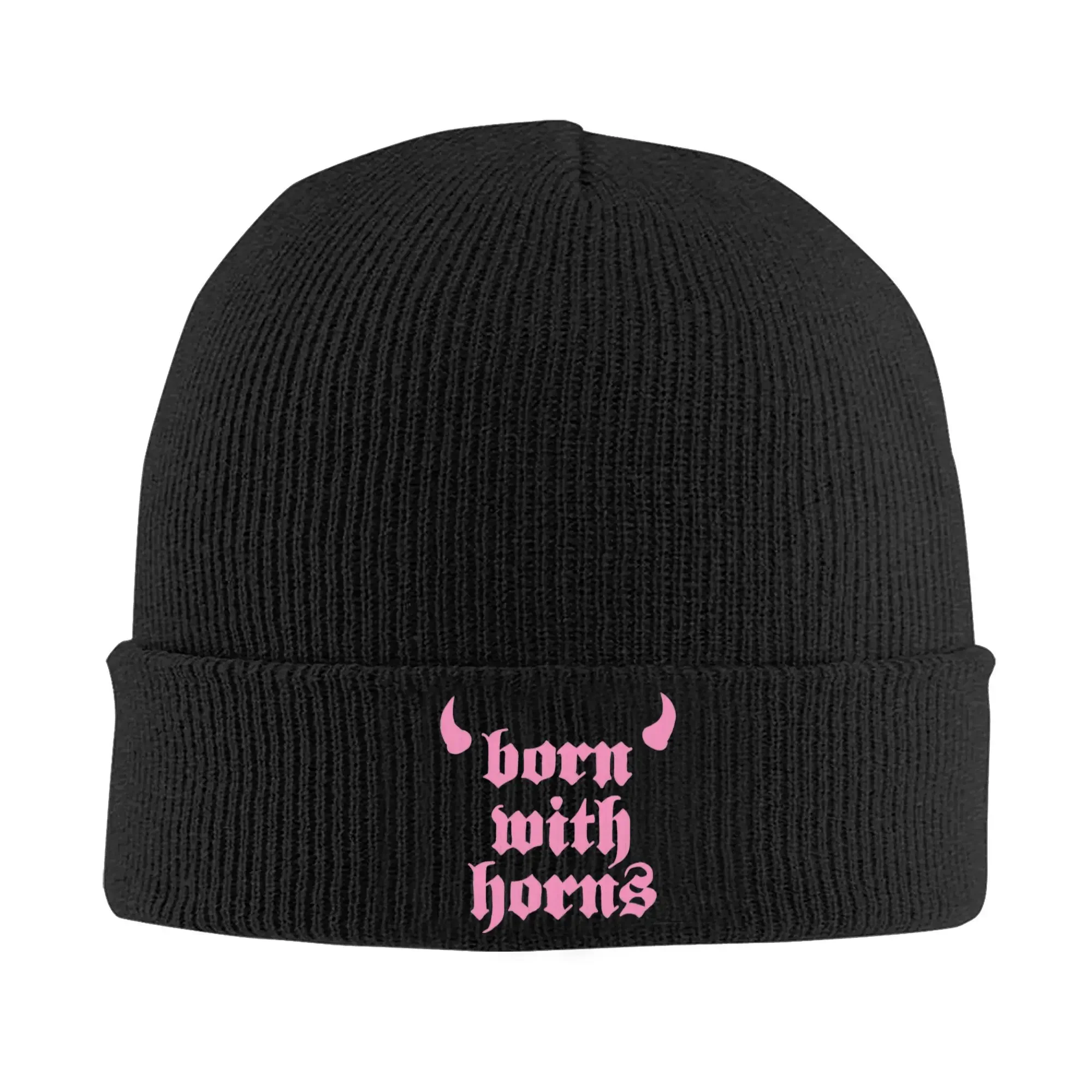 Machine Gun Kelly Mgk Born With Horns Hats Autumn Winter Beanie Ski  Caps Men Women Acrylic Bonnet