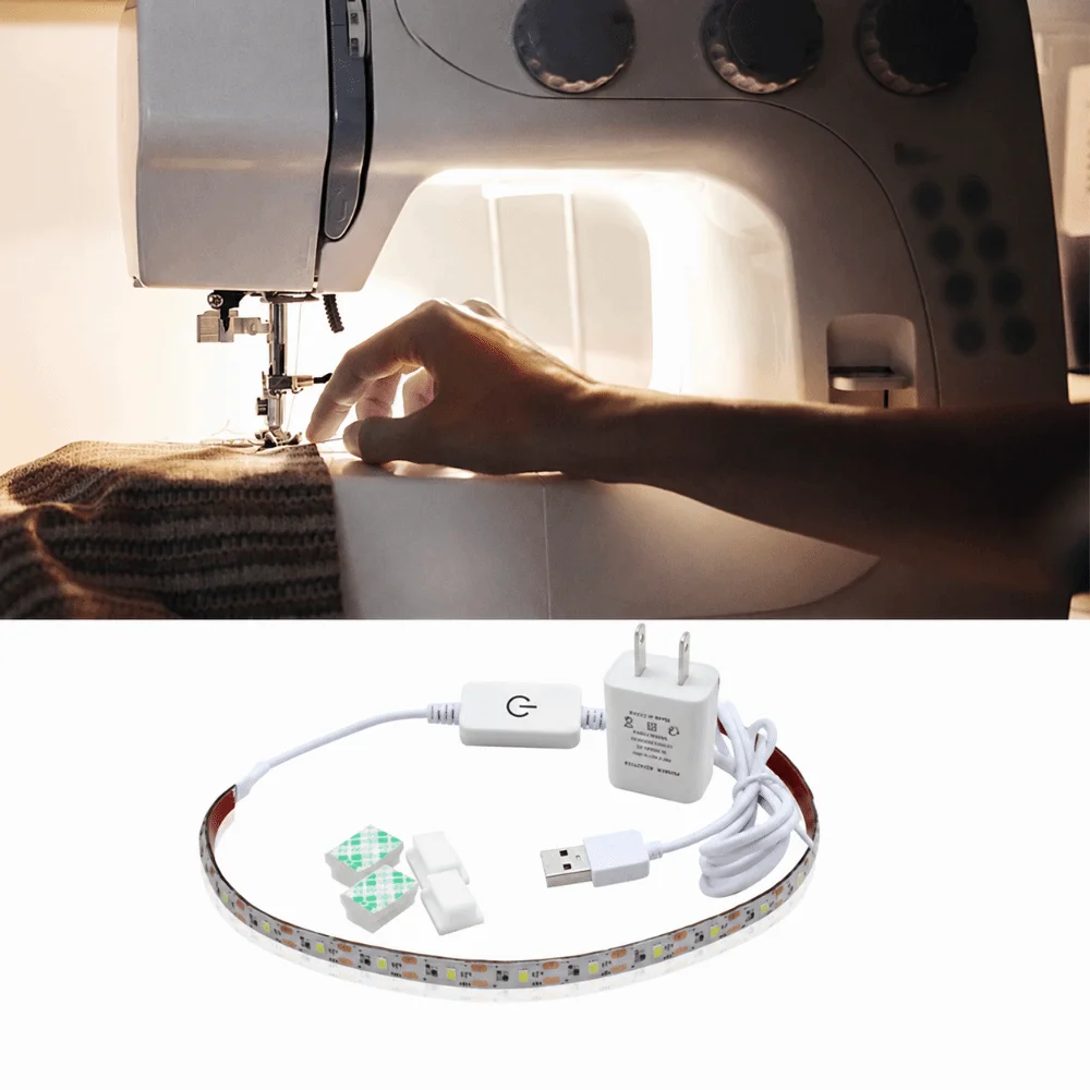 5V Sewing Machine Light 30cm (11.81inch) 6500K Cold White Sewing Light Touch Dimmer 18 LED Beads Light Strip Craft Lighting