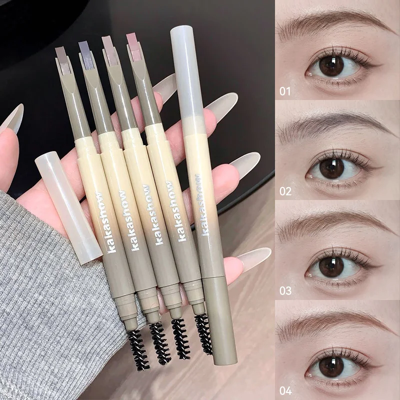 Kakashow Augenbrauenstift mit Augenbrauenpinsel, doppelköpfiger leichter Augenbrauen im koreanischen Stil, wasserfestes und langanhaltendes Make-up