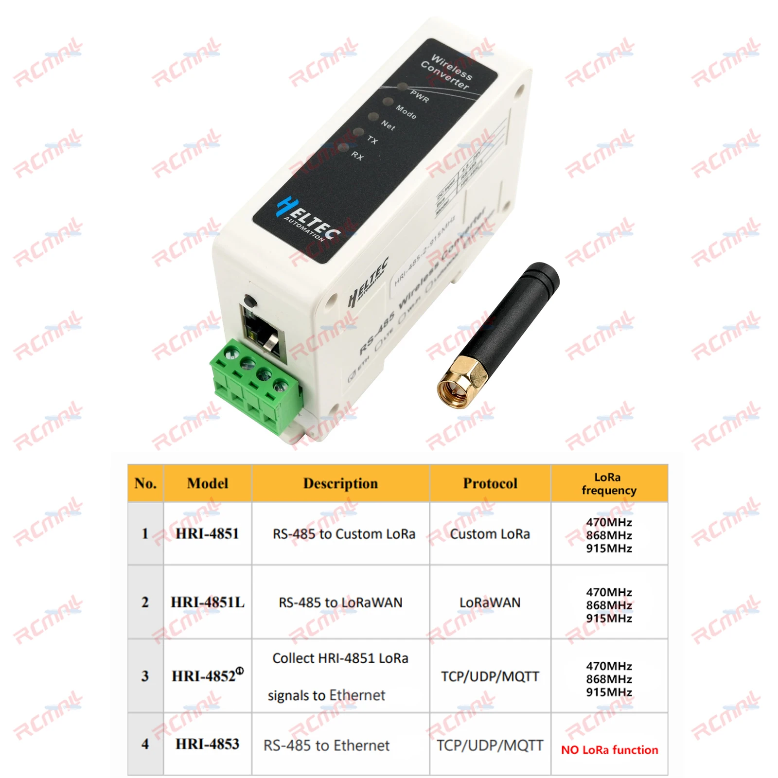 RS485 Converter of RS-485 Bus to Wireless Data ESP32 Chip LoRa SX1262 Reliable DTU Device for LoRa/LoRaWAN E-thernet EHT
