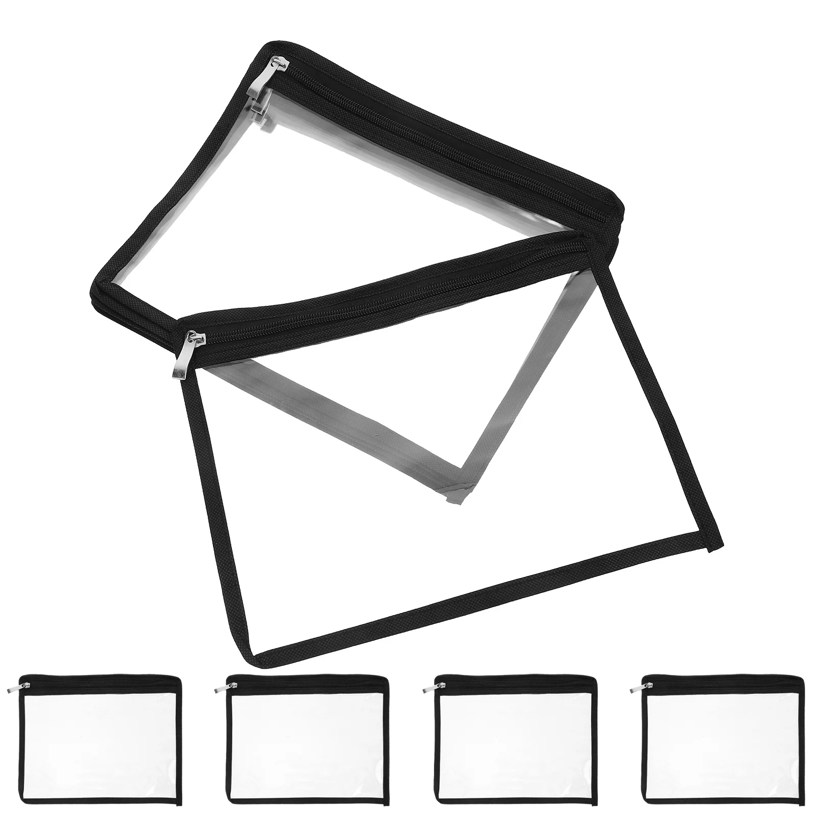 

6 шт., черные прозрачные сумки на молнии из ПВХ, водонепроницаемая сумка-карандаш, органайзер для документов, файлов, чехол для хранения