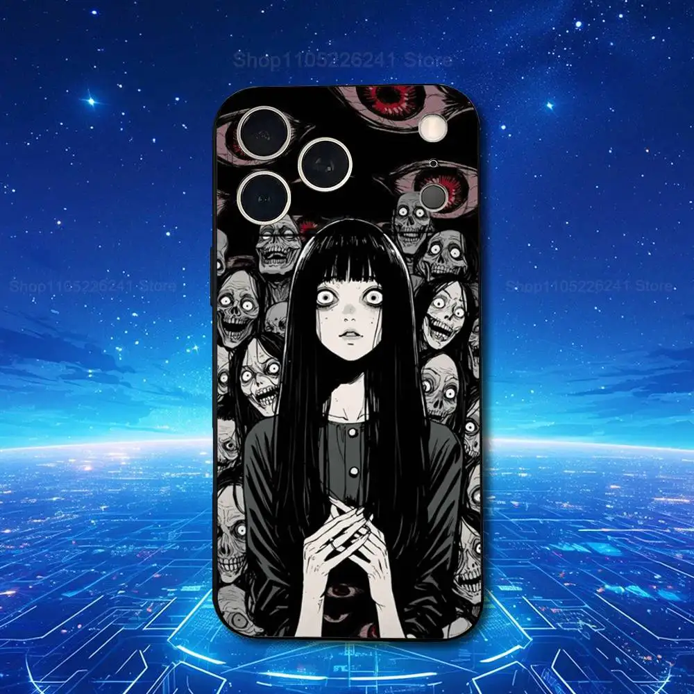 حافظة T-Tomie J-Junji I-Ito Comics لهاتف iPhone 11,12,15,14,13,16,17,Plus,Pro Max,XS,X,XR,SE,Mini,8,7,Soft Silicone Black