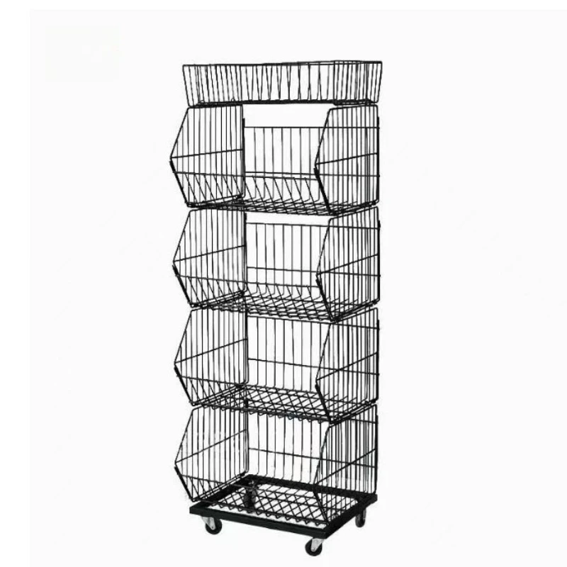 

Simple mobile shelves, bakery shelves display shelves, supermarket snack shelves, five-layer diagonal baskets
