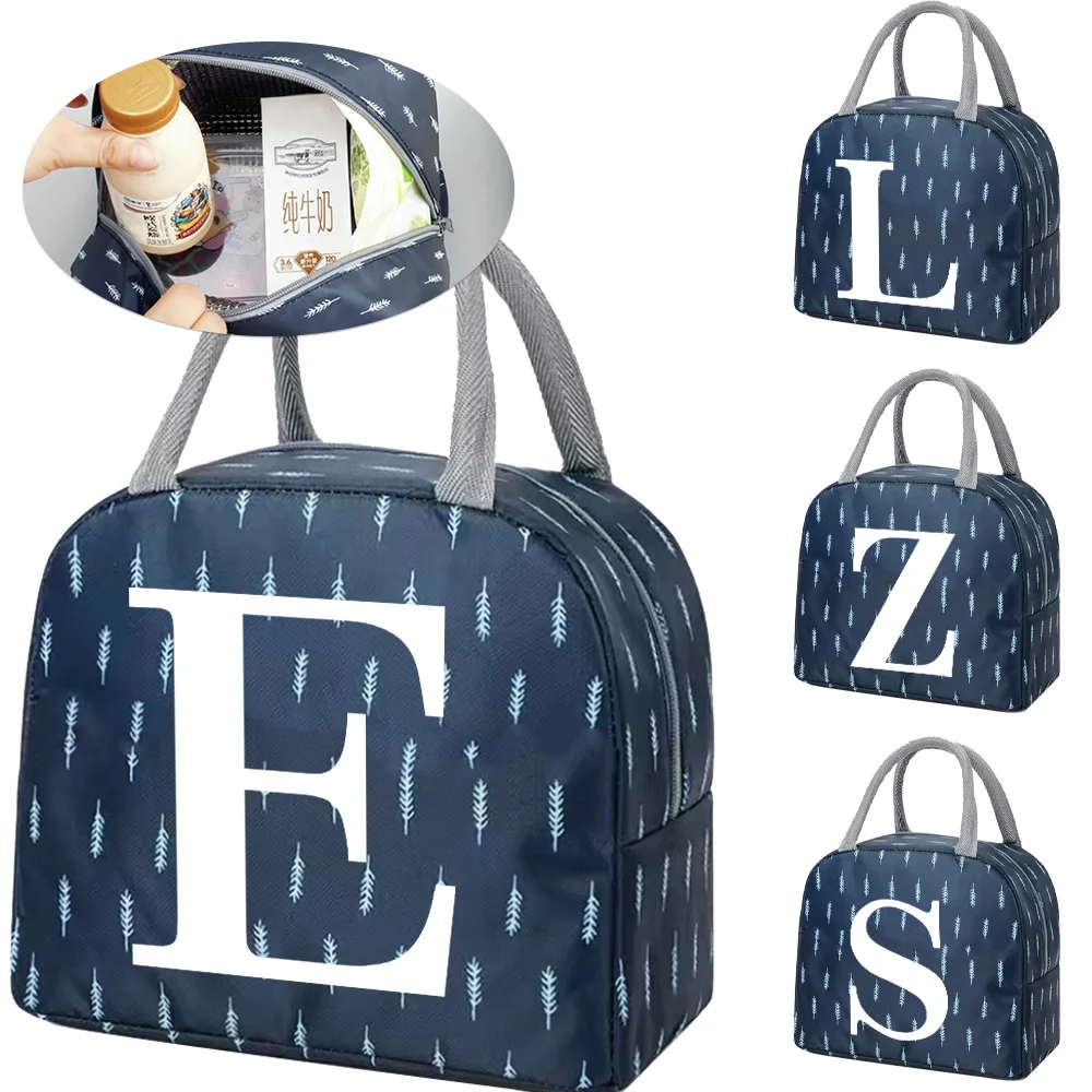 2023 Work Food Insulated Lunch Bag Women White Letter Print Cooler Bag Kids Portable Thermal Lunch Box Ice Pack Picnic Tote Bags