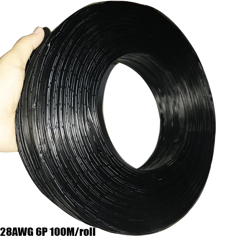 28AWG 6Pin كابل سلك السيليكون متعدد الموصلات 6 النواة 10 متر 50 متر ارتفاع درجة الحرارة لينة سلك الطاقة المتوازي كابل أسود متعدد النواة