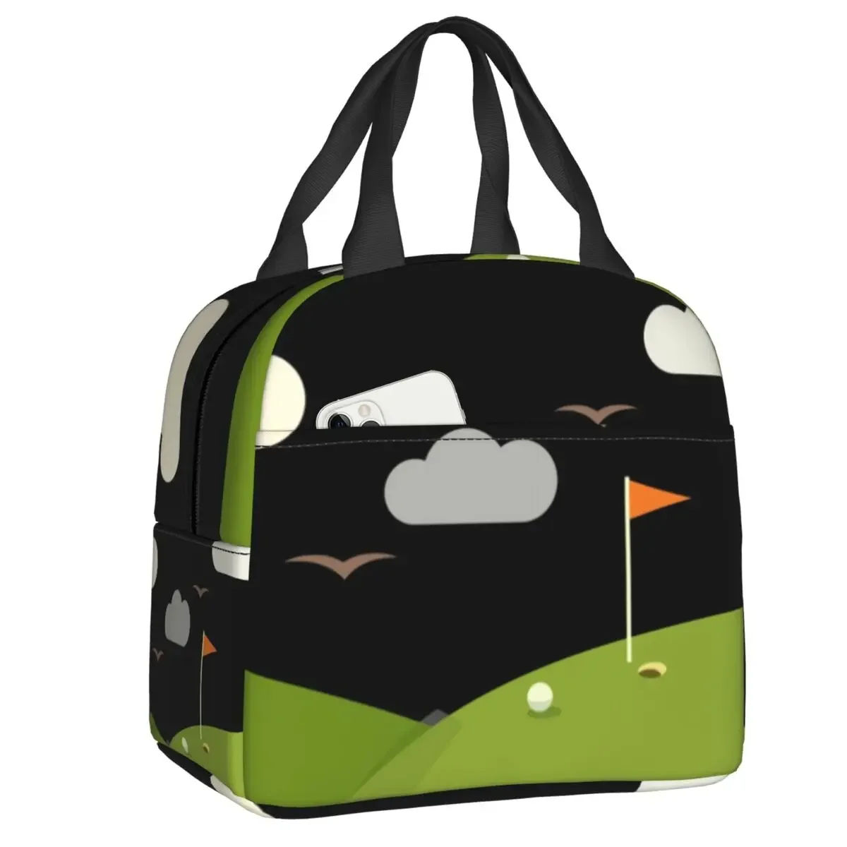Golf And Beer Insulated Lunch Bag for Women Resuable Sports Golfing Golfer Thermal Cooler Bento Box Office Work School