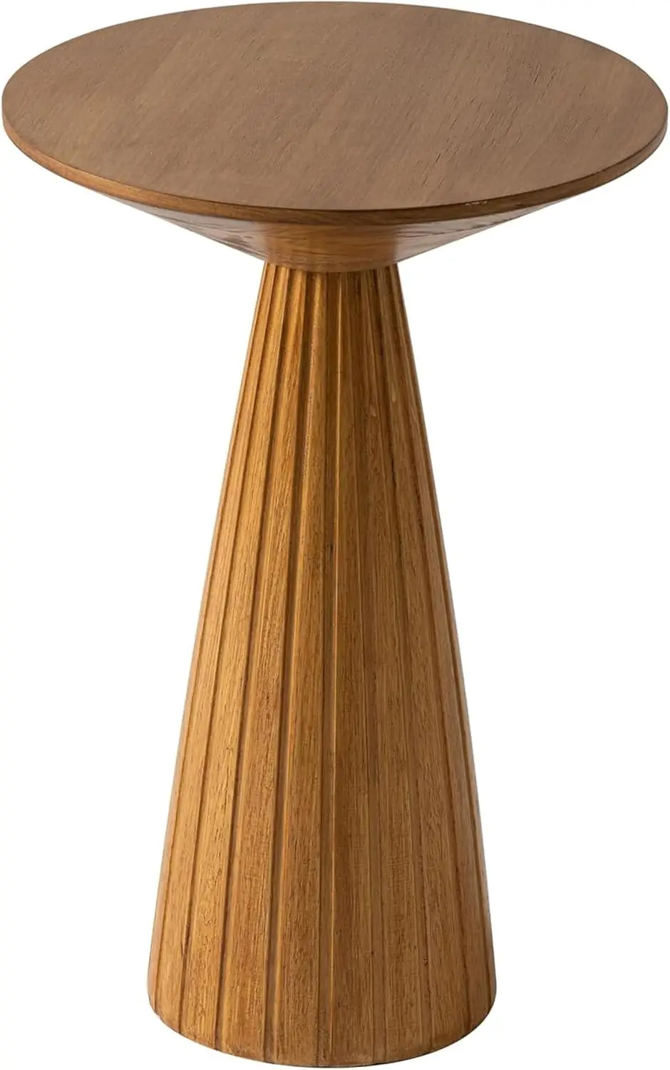

Martini Pedestal Table, Small End Table - Drink Stand with Round Wood TableTop & Modern Textured Finish for Small Spaces, Walnut
