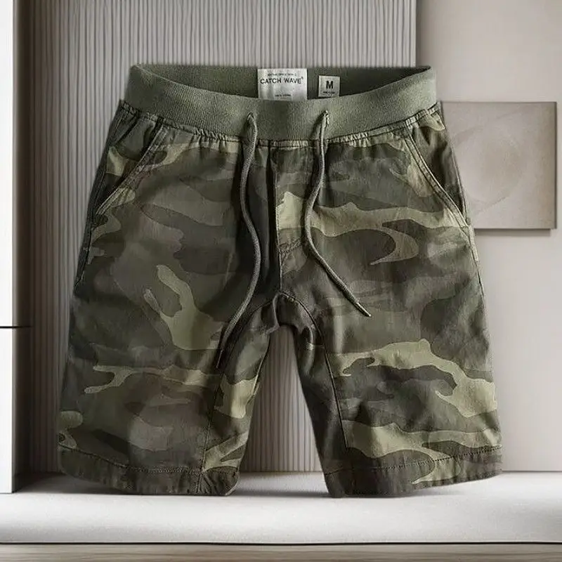 Medium Pants Straight Elastic High Street Summer Overalls Basketball Versatile Pants Short Waist Men's Camouflage Loose Brand