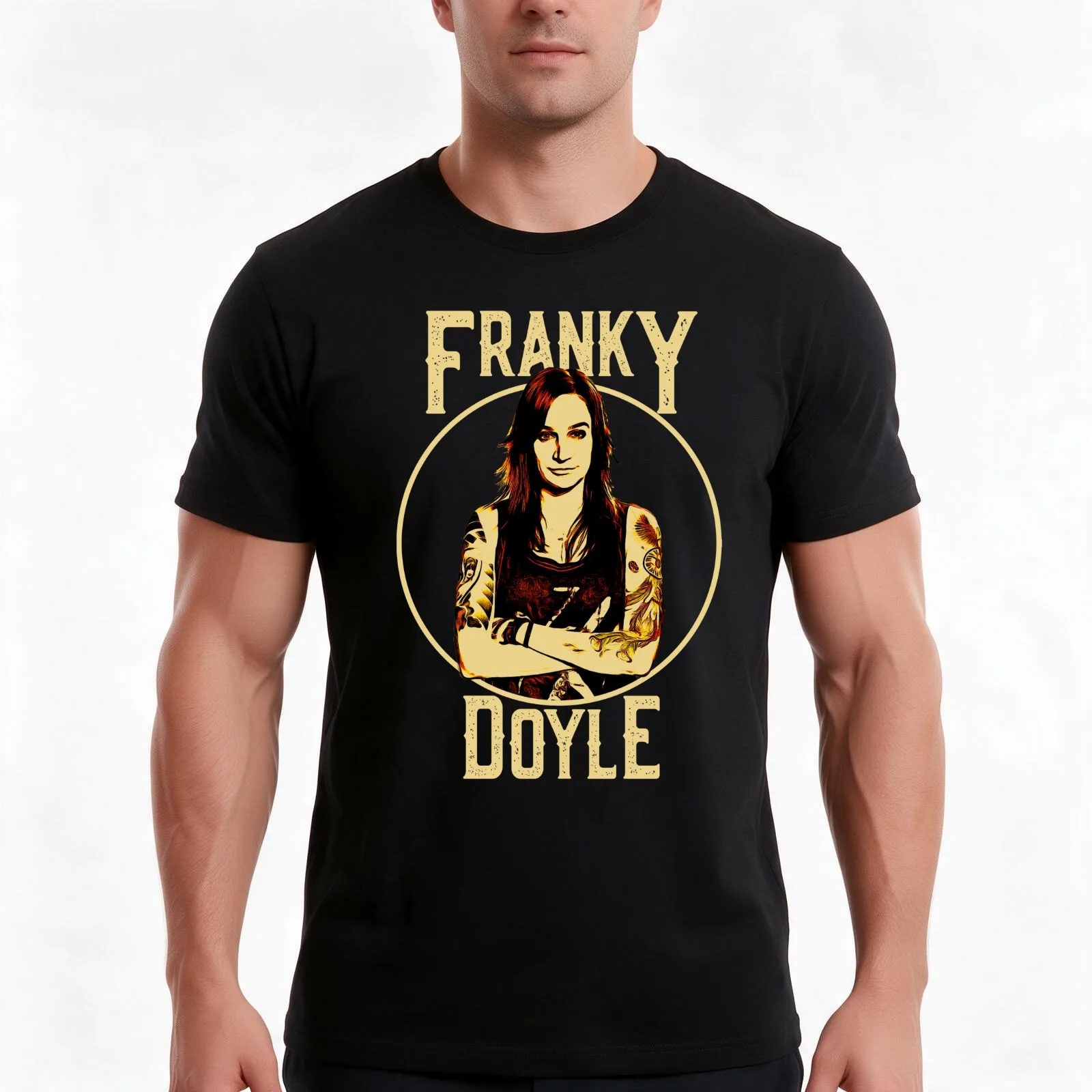 DOYLE POSE T-Shirt, Summer Casual Cotton Tee, Oversized Streetwear Tops, Vintage Graphic Print, Loose Fit Short Sleeve