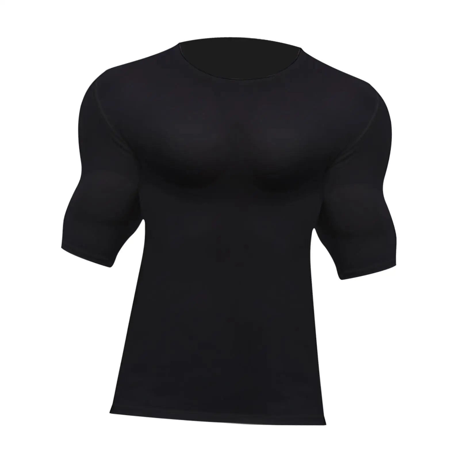 Camiseta muscular falsa masculina, camiseta preta intensificadora para vestido extravagante interno e externo