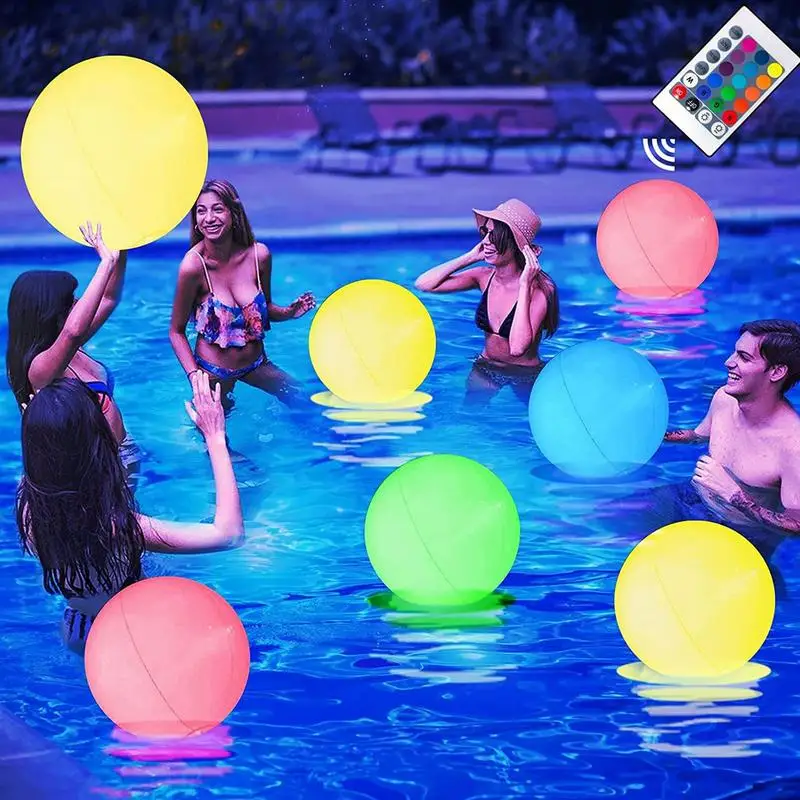 Light Up Beach Ball LED Glow Ball Pool Toys 16 Colors Lights Inflatable Pool Toys With LED Lights Outdoor Pool Beach Party Game