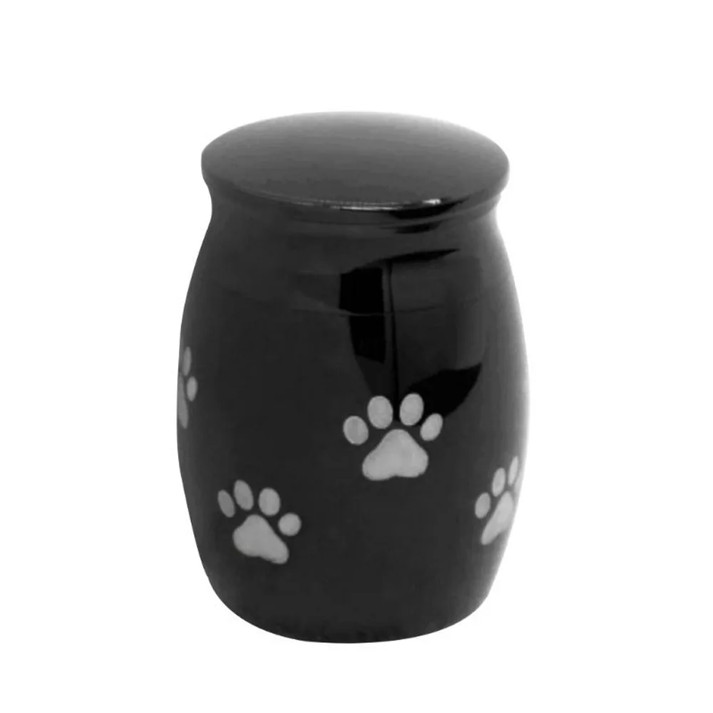 

Stainless Steel Pet Cremation Urns Dustproof Waterproof Ash Memorial Container with Lid Puppy Paw Pattern Keepsake Burial Jar