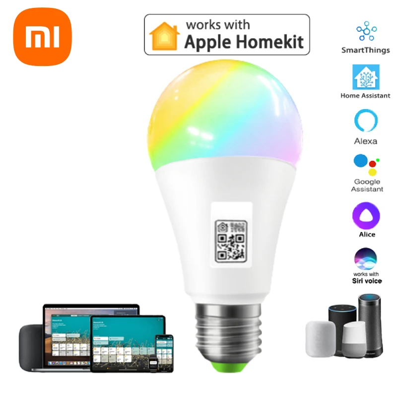 Xiaomi Homekit LED Smart WiFi Light Bulb Siri Voice APP Control RGB Night Lamp For Apple Home Kit Via App Alexa Google Home