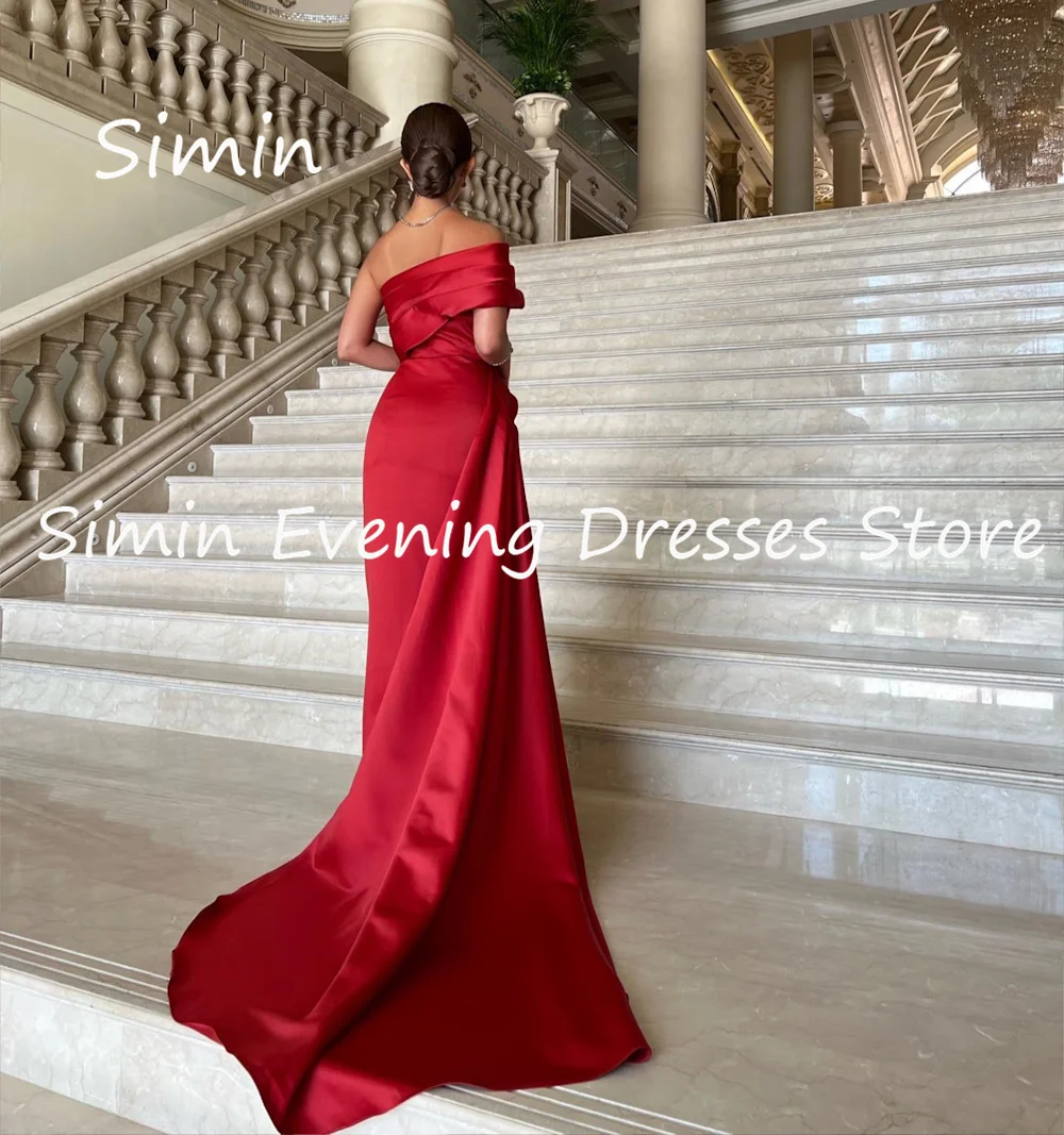 Simin Satin Mermaid Off-the-shoulder Ruffle Formal Prom Gown Floor-length Arab Evening Elegant Party dresses for women 2023