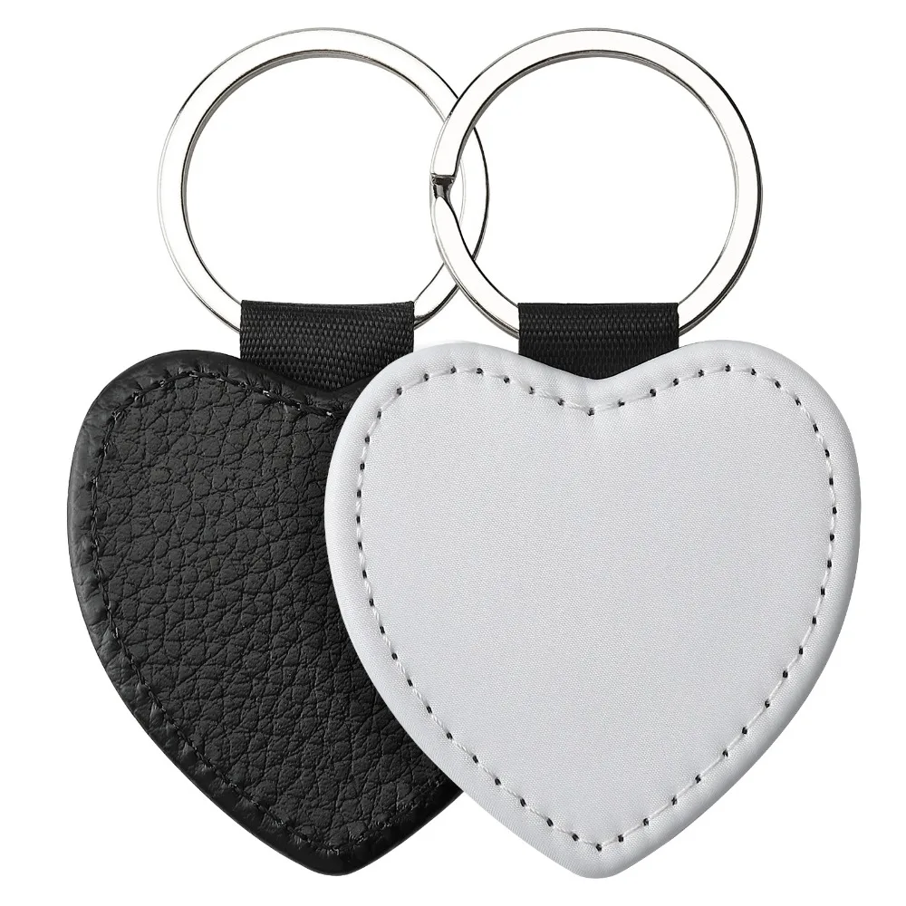 DIY Dye Sublimation Blanks Keychain Creative PU Leather Heat Transfer Keyring Pebbled Grain Rectangle