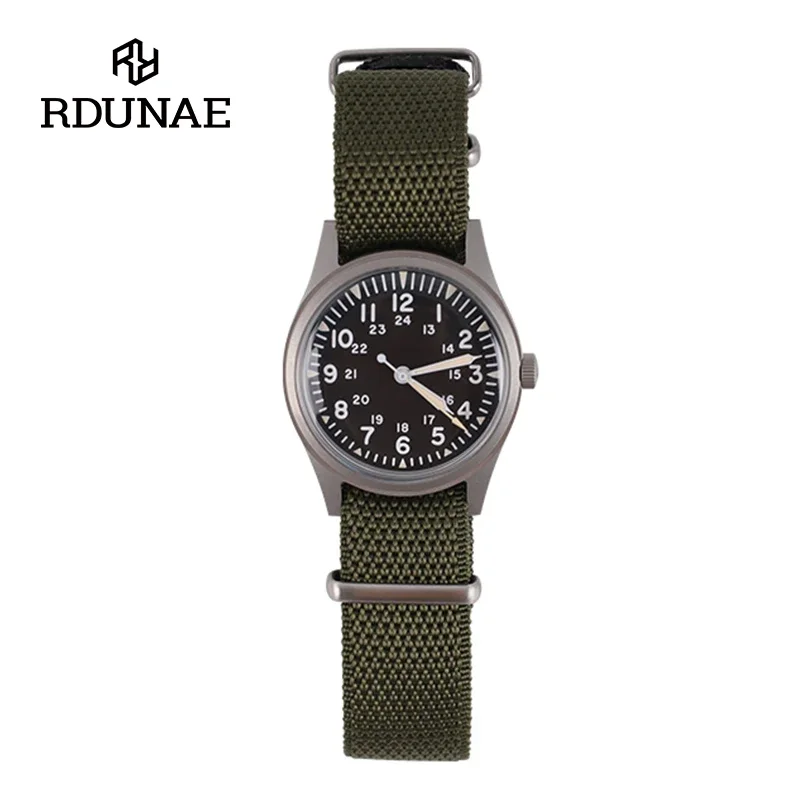 RDUNAE RA03 G10 34.5mm Retro Military Watch 316L Stainless Steel K1 Mineral Glass Luminous Sports Quartz Men Pilot Watch Men