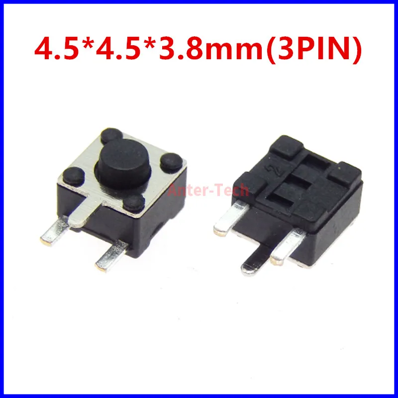 20PCS 4.5x4.5mm Panel PCB Momentary Switch Toy switch DIP Side 3pin 4.5x4.5x3.8/4.5/5/6/7/8/9 MM 4.5*4.5*3.8MM 5MM 6MM 8MM 9MM