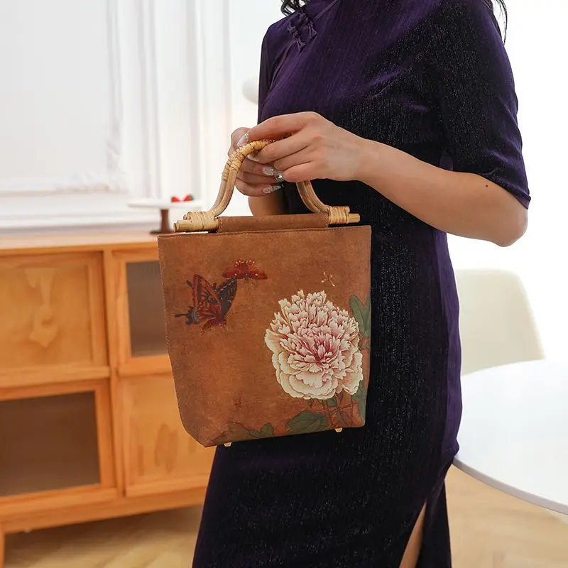 

Suyue Bag Rattan Handle Small Square Bags in Stock, Cross-border Women Package Gift Pack Antique Cheongsam Banquet Handbag