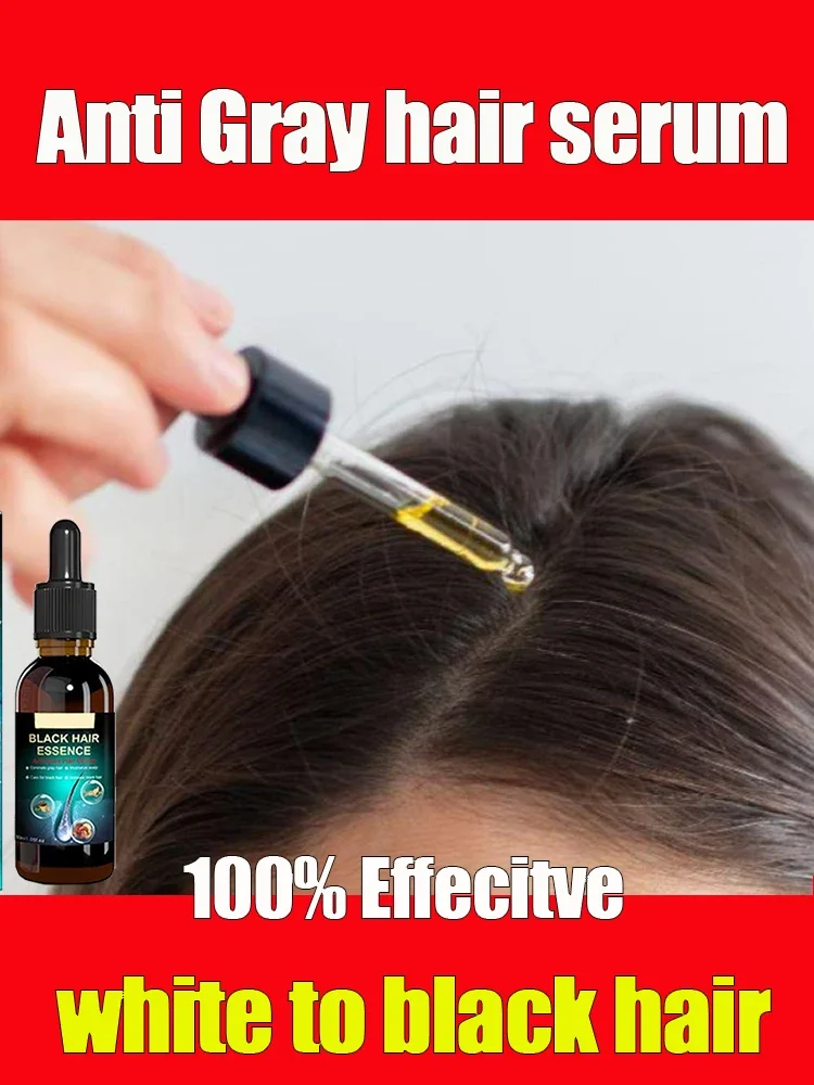 Anti-Grey Hair Essence Serum, Restaurar, Cor Natural, Restaurar, Saudável, Branco para Preto