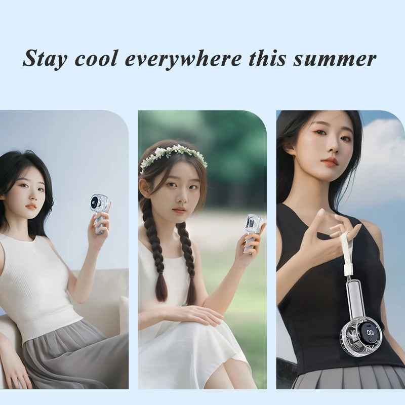 2025 وصول جديد الشفافية 100 سرعات قابل للتعديل LED شاشة ديجيتال مراوح عالية السرعة قابلة للشحن مروحة تربو صغيرة محمولة باليد