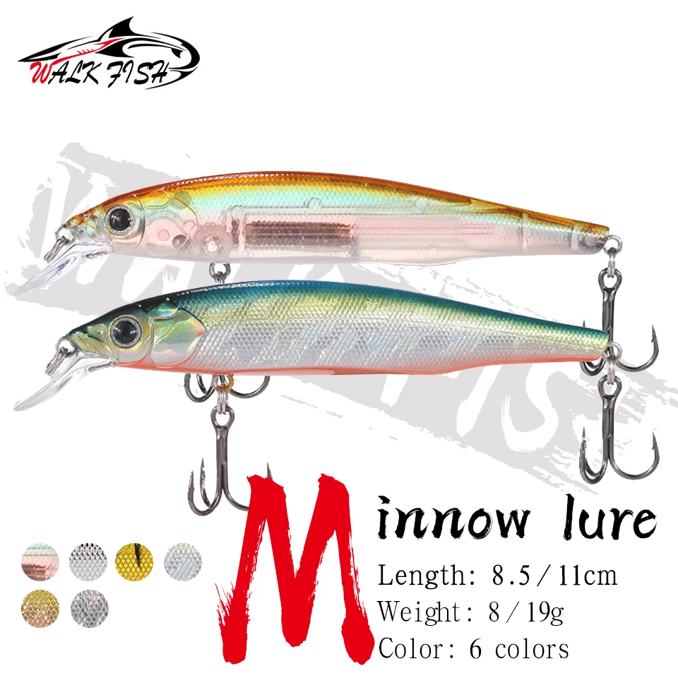 SPAZIERGANG FISCH 1PCS 8g 19g Magnetische System Top Angeln Lockt Schwimmende Minnow Wobbler Qualität Angelgerät Haken für Angeln